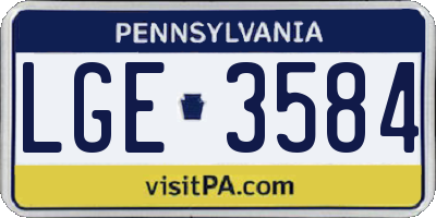 PA license plate LGE3584