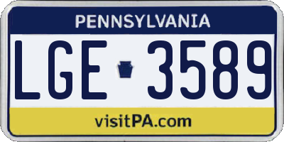 PA license plate LGE3589