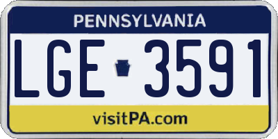 PA license plate LGE3591