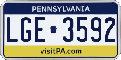 PA license plate LGE3592