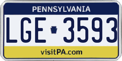 PA license plate LGE3593