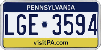 PA license plate LGE3594