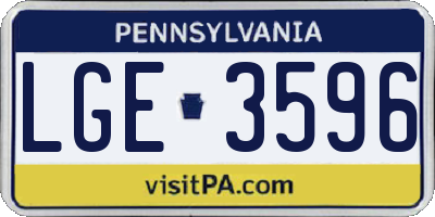 PA license plate LGE3596