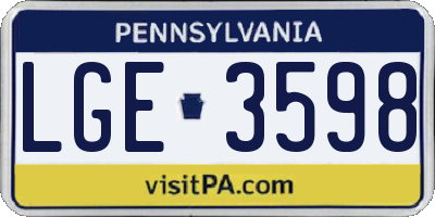 PA license plate LGE3598