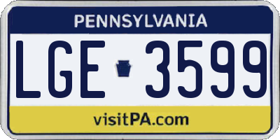PA license plate LGE3599