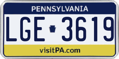 PA license plate LGE3619