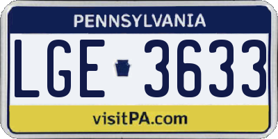 PA license plate LGE3633