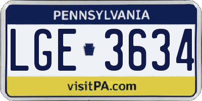 PA license plate LGE3634