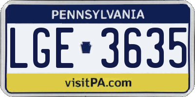 PA license plate LGE3635