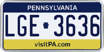 PA license plate LGE3636
