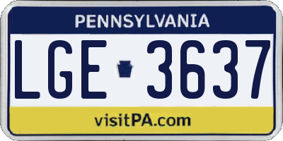 PA license plate LGE3637