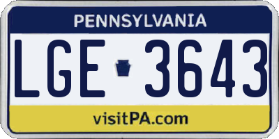 PA license plate LGE3643