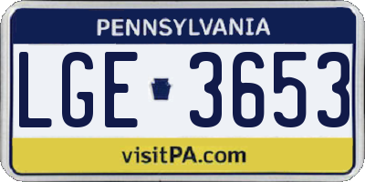 PA license plate LGE3653