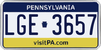 PA license plate LGE3657