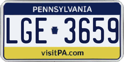 PA license plate LGE3659
