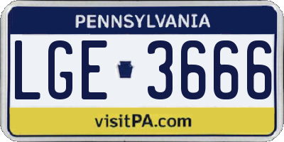 PA license plate LGE3666