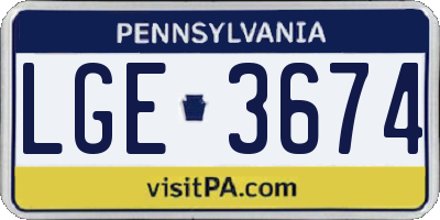 PA license plate LGE3674
