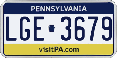 PA license plate LGE3679