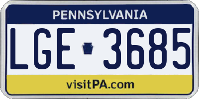 PA license plate LGE3685