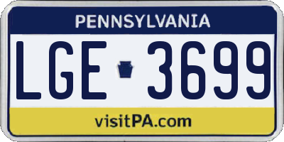 PA license plate LGE3699