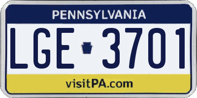 PA license plate LGE3701