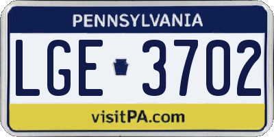 PA license plate LGE3702