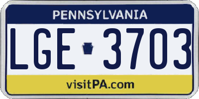 PA license plate LGE3703