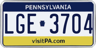 PA license plate LGE3704