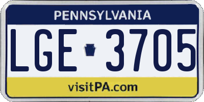 PA license plate LGE3705