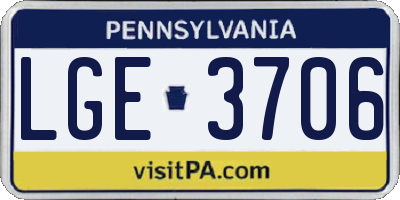 PA license plate LGE3706