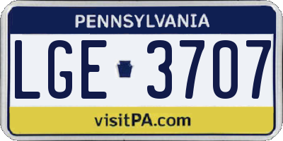 PA license plate LGE3707