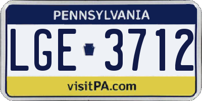 PA license plate LGE3712