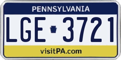 PA license plate LGE3721