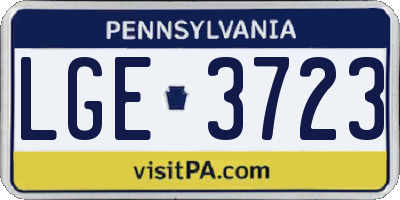 PA license plate LGE3723