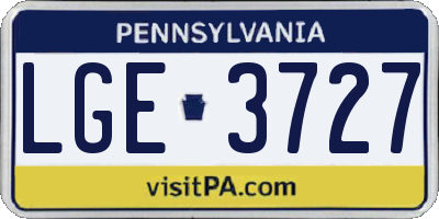 PA license plate LGE3727