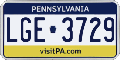 PA license plate LGE3729