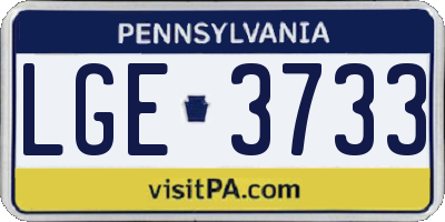 PA license plate LGE3733