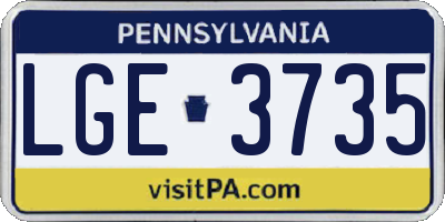 PA license plate LGE3735