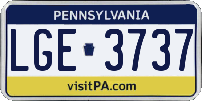 PA license plate LGE3737