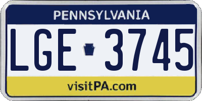 PA license plate LGE3745