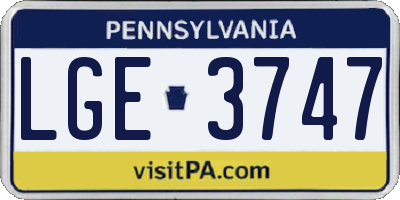 PA license plate LGE3747