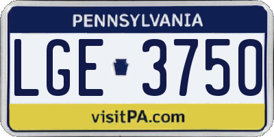 PA license plate LGE3750