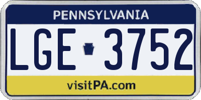 PA license plate LGE3752