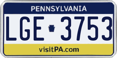 PA license plate LGE3753