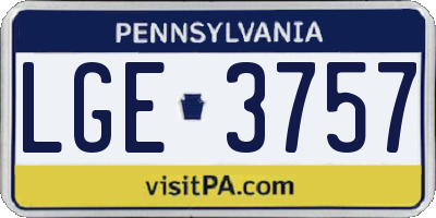 PA license plate LGE3757