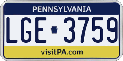 PA license plate LGE3759