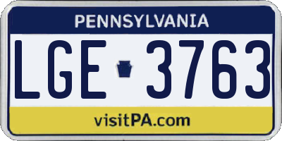 PA license plate LGE3763