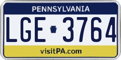 PA license plate LGE3764