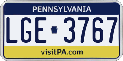 PA license plate LGE3767