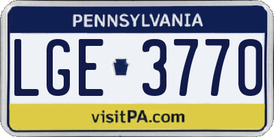 PA license plate LGE3770